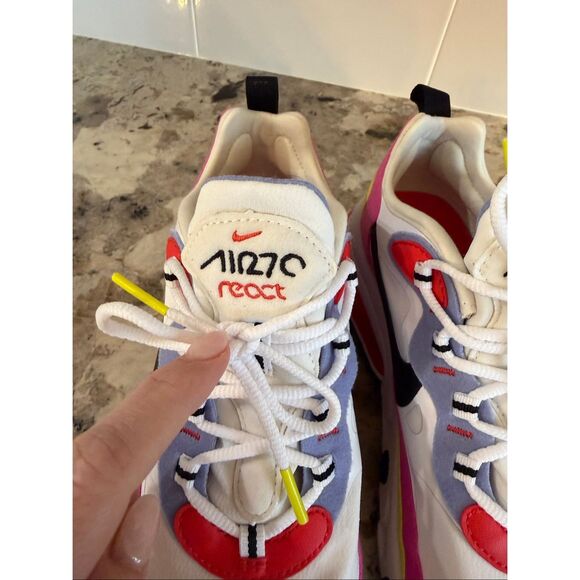 Nike Air Max 270 React Sneakers White Pink Yellow Black, Women’s Size 9 - Picture 4 of 12